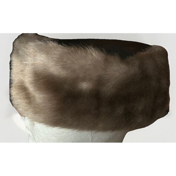 United Hatters Cap Fur Leather Pillbox Warm City Russian Style Union Made Vtg - Picture 5 of 7